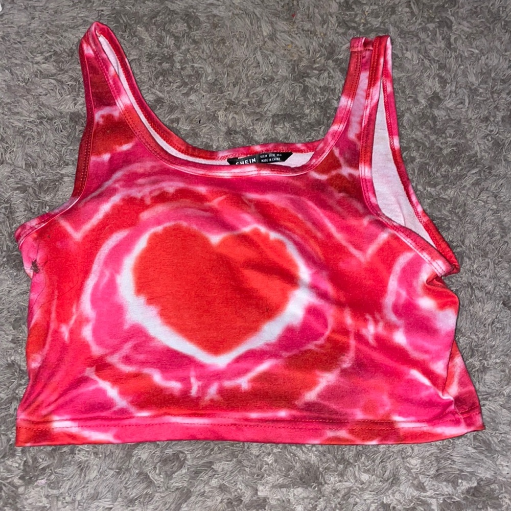Super cute nylon, heart tie dye crop top